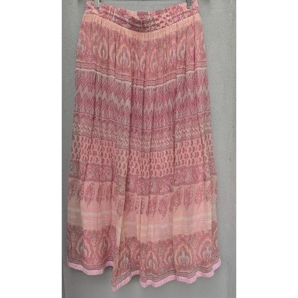 Vintage Ralph Lauren 100% Silk Pink Paisley Maxi Skirt – Boho Fairy Festival - M - Picture 5 of 9